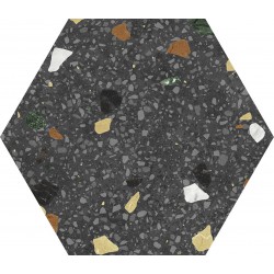 Keros. Hexagonal Tritaro Negro 23x27 Carrelage Naturel Keros  Tritato Carrelage effet terrazzo Keros