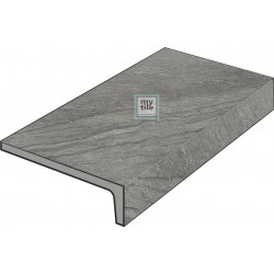 Tuscania. Tribeca Grey 15x30x4 Elemento L monolitico outdoor Tuscania Ceramiche  Tribeca Carrelage effet pizzarra Tuscania